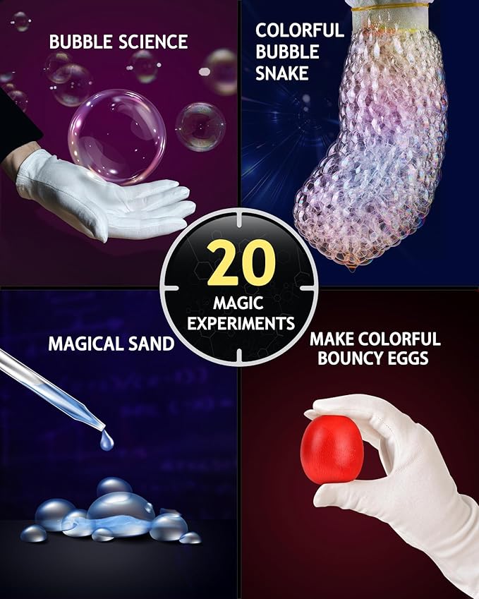 Japace STEM Science Experiment Kits for Kids - Science Learning Toy Gifts for Boys and Girls, 4-in-1 Projects: Earth Science, Chemistry Lab, Magic Tricks, and Physics, with 105 Hands-on Activities