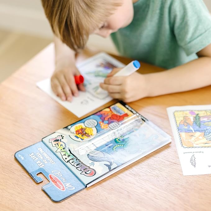 Melissa & Doug On the Go ColorBlast! Activity Book: Sea Life - 24 Pictures and No-Mess Pen - FSC Certified