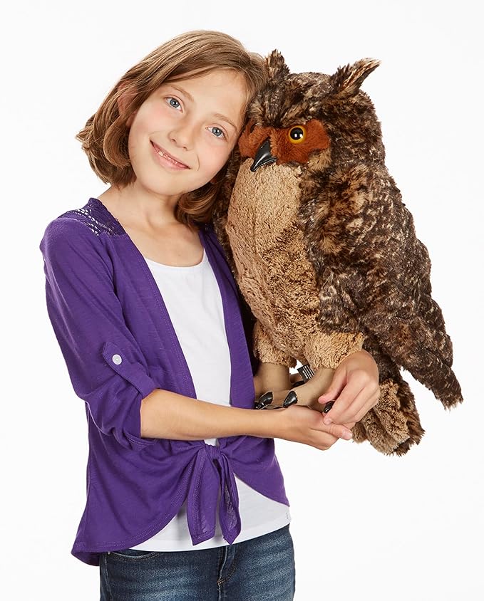 Melissa & Doug Giant Owl - Lifelike Stuffed Animal (17 inches tall) , Brown