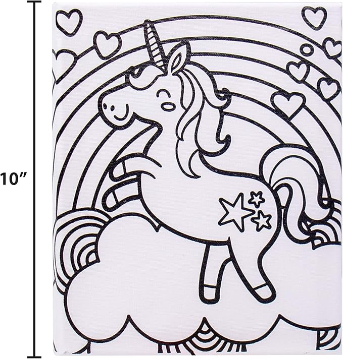 Horizon Group USA Set, 6 Acrylic Paint Colors, 1 Paintbrush, 8 in. x 10 in, Rainbow Unicorn