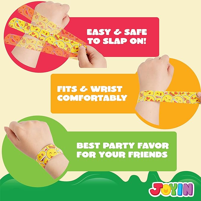 JOYIN 72 Pcs Slap Bracelets Party Favors - 36 Designs with Cute and Colorful Themes - Perfect for kids Easter Party Favors, Valentine Classroom Prizes Exchanging Gifts