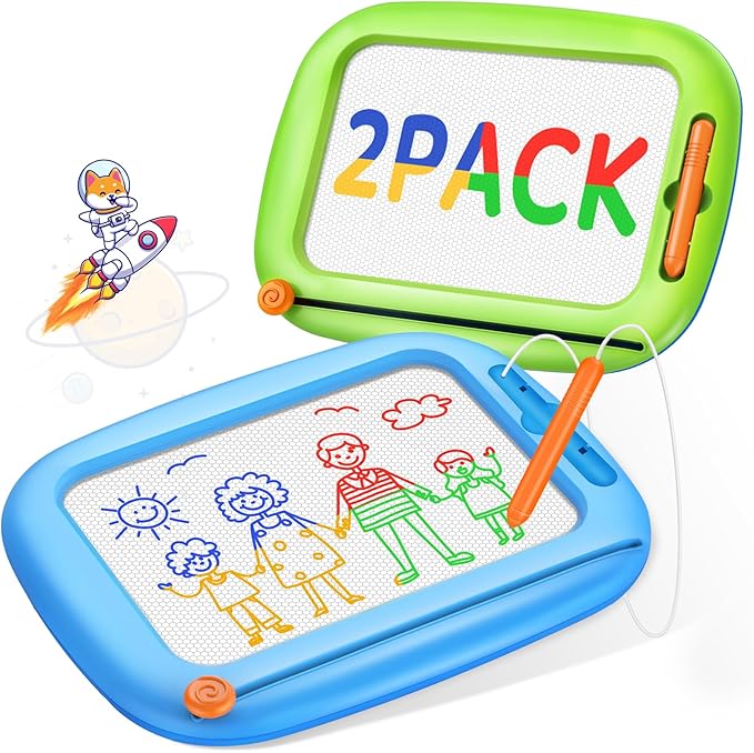 Officygnet 2 Pack Magnetic Drawing Board, Toddler Toys Ages 1-2 & 2-3 Boys Girls, Doodle Board Pad Learning and Educational Toys for 1 2 3 Year Old, Christmas Birthday Gifts for Baby Kids