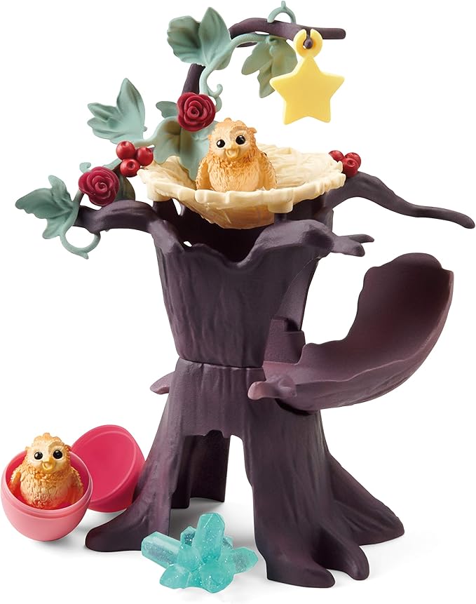 Schleich bayala 16pc. Hatching Owl Chicks Playset with Flower and Tree Accessories - 2 Baby Owls with Decorative Accessories, Imaginative Fun and Durable Toy for Girls and Boys, Gift for Kids Ages 5+