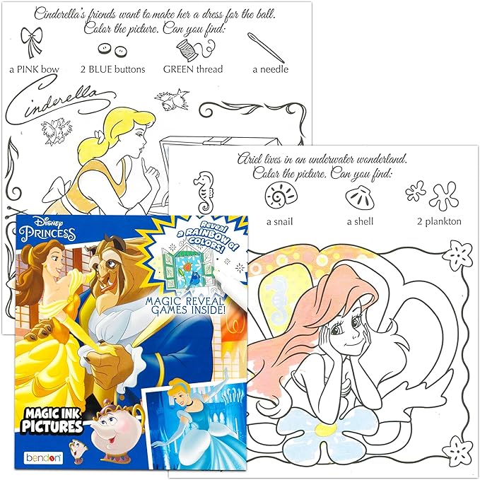 Disney Princess Activity Book Set ~ 3 Piece Disney Princess and Frozen Imagine Ink Mess-Free Coloring Books | Frozen Activity Bundle with Stickers (Disney Princess Coloring Books)