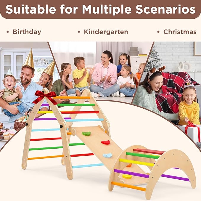 Dripex Deformable Pikler Triangle Set, Sturdy Climbing Toys for Toddlers 1-3 Inside, Large Indoor Playground Jungle Gym with Over 20 Playing Modes, Premium Early Learning Toddler Climbing Toys Indoor
