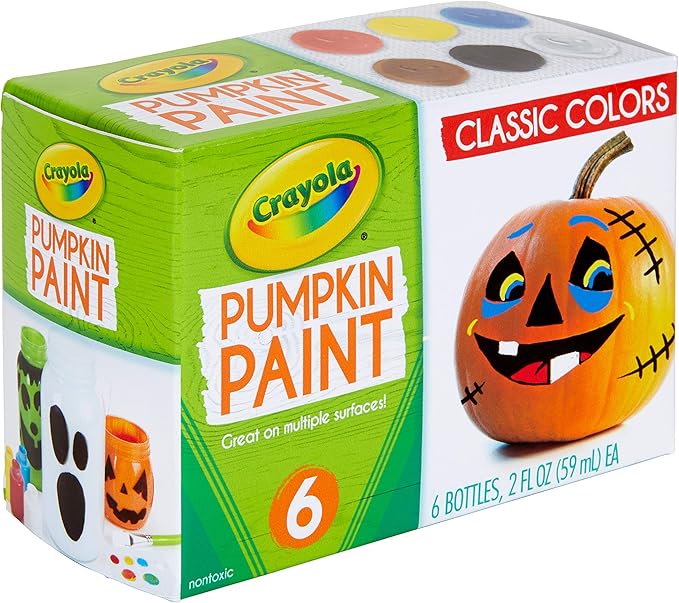Crayola Pumpkin Paint Kit, Acrylic Paints in Classic Colors, Halloween Decorations, 6Count