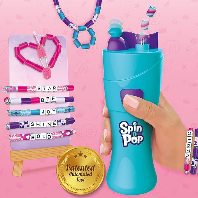 Imagimake Spin n Pop : DIY Bracelets Braids & More | Patented Electric Bracelet Maker | DIY Craft Kits for Girls Ages 8-13 | Create 25+ Accessories for Girls 10-12 | Teenage Girl Gift Ideas