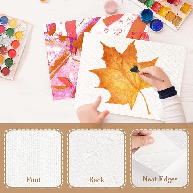 50PCS 9x6 Watercolor Paper Bulk, 140lb/300g Cold Press Thick Water Color Paper Pad for Kid Child Adult, White Art Paper for Drawing Painting Markers Gouache, Textured Cotton Paper Sheets
