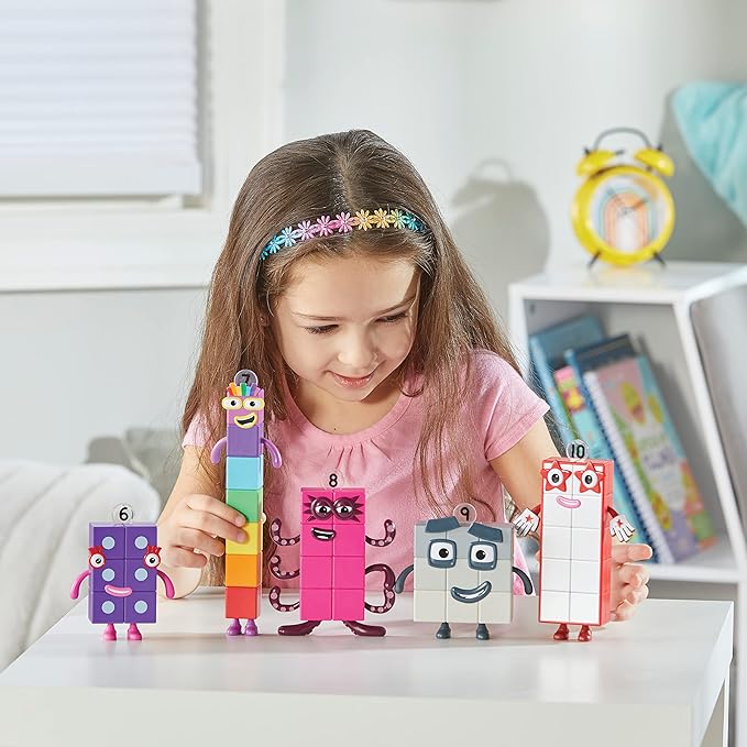 hand2mind Numberblocks Friends Six to Ten Figures, Cartoon Action Figure Set, Toy Figures, Play Figure Playsets, Small Figurines for Kids, Number Toys, Math Toys, Stocking Stuffers for Kids 3-5