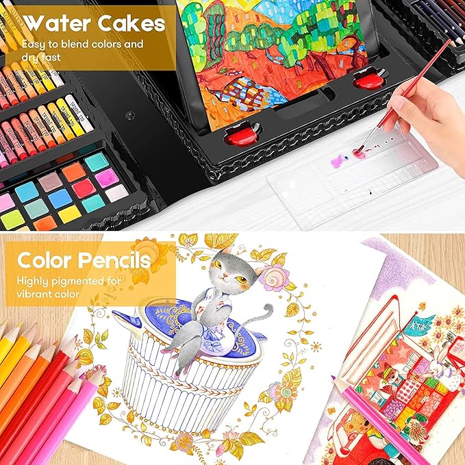 iBayam Teen Girl Boys Gifts Trendy Stuff, Art Kit, 251-Pack Art Supplies Drawing Kits, Arts and Crafts Gifts Box for Kids Teen Girls Boys, Art Set Case with Trifold Easel, Scratch Paper, Sketch Pads