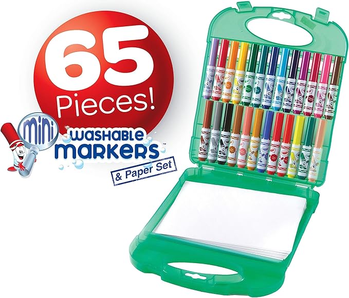 Crayola Pip Squeaks Marker Set (65ct), Mini Washable Markers for Kids, Markers for Coloring Books, Kids Travel Activity, Coloring Gifts, 4+