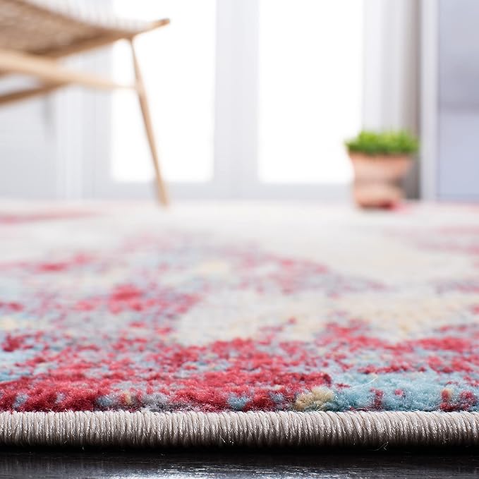 SAFAVIEH Jasper Collection Runner Rug - 2' x 8', Red & Ivory, Modern Abstract Design, Non-Shedding & Easy Care, Ideal for High Traffic Areas in Living Room, Bedroom (JSP101Q)