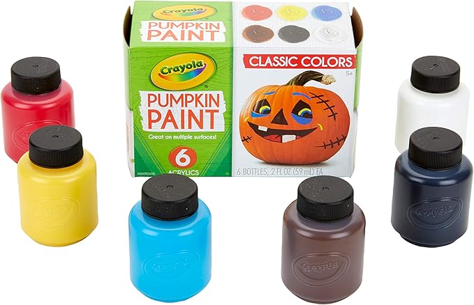 Crayola Pumpkin Paint Kit, Acrylic Paints in Classic Colors, Halloween Decorations, 6Count