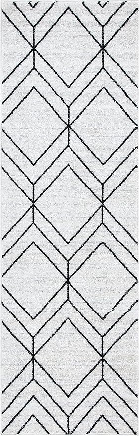 SAFAVIEH Adirondack Collection Runner Rug - 2'6" x 10', Ivory & Black, Modern Geometric Design, Non-Shedding & Easy Care, Ideal for High Traffic Areas in Living Room, Bedroom (ADR241A)