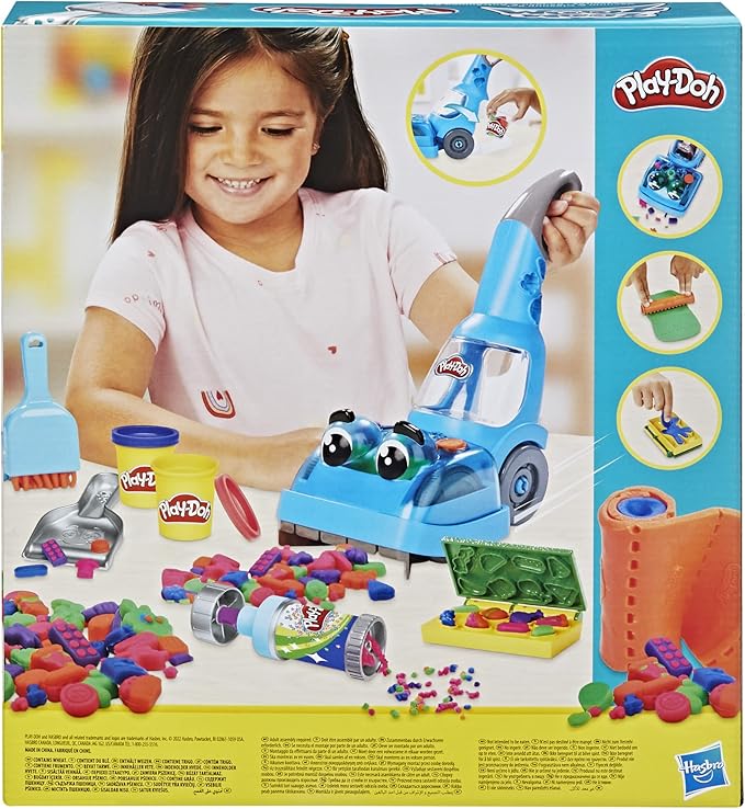 Play-Doh Zoom Zoom Vacuum Cleaner Toy, 6 Accessories & 5 Cans of Assort. Colors, Cleaning Toys for Kids, Back to School Classroom Supplies, Preschool Toys, Ages 3+