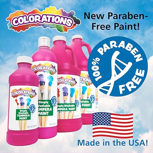 Colorations Simply Washable Tempera Paint, Fluorescent Neon Red - 16 oz.