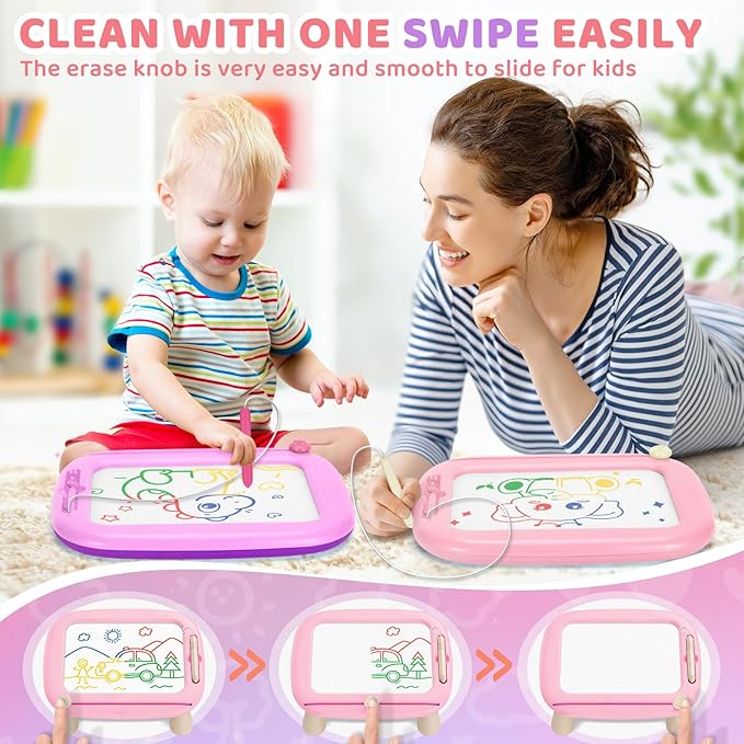 Officygnet Toddler Toys for 1 2 3 Year Old Girls, 2 Pack Magnetic Drawing Board for Kids, Doodle Board for Toddler 1-2 & 2-3, Learning Toys for Toddler Age 1-3, Christmas Birthday Gifts for Baby Girls