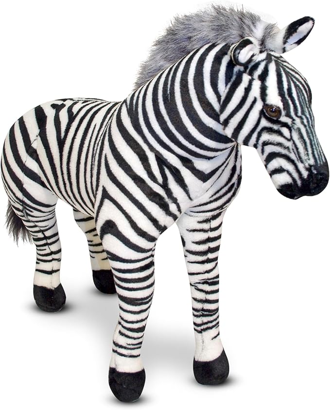 Melissa & Doug Giant Striped Zebra - Lifelike Stuffed Animal (nearly 3 feet tall)