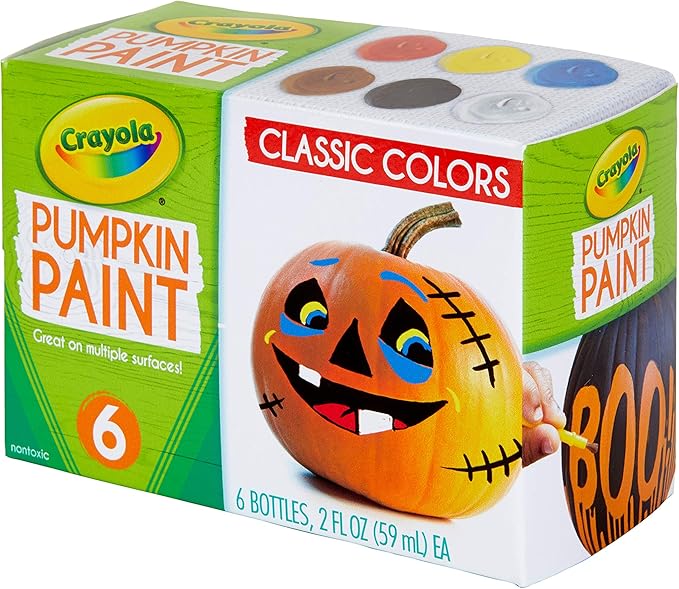 Crayola Pumpkin Paint Kit, Acrylic Paints in Classic Colors, Halloween Decorations, 6Count