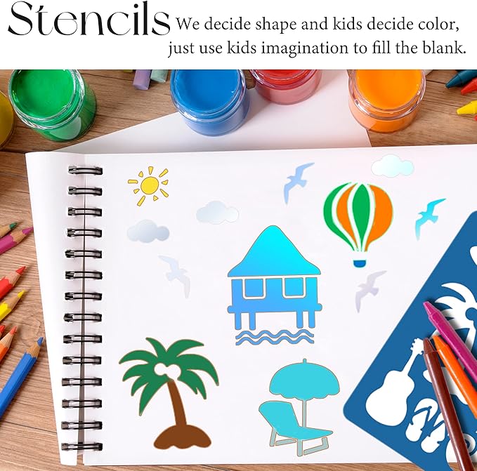 30pcs Drawing Stencils, Plastic Kids Stencils for Drawing with 450+ Shapes, Great Birthday Christmas Gift for Kids