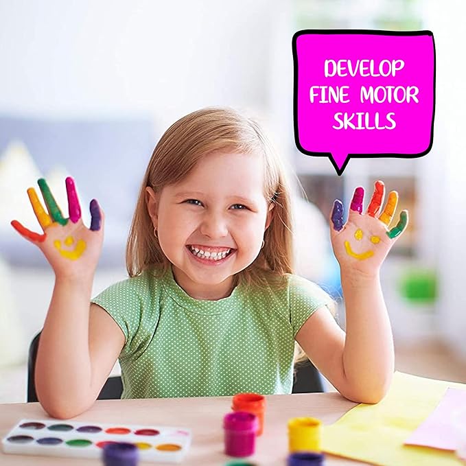 Pack of 24 Watercolor Paint - 12 Washable Paint Palettes (2oz/each) - Water Color Paint Sets for Kids - Ideal for Art Projects, School, Classrooms, and Home - Vibrant Colors and Easy Clean-Up