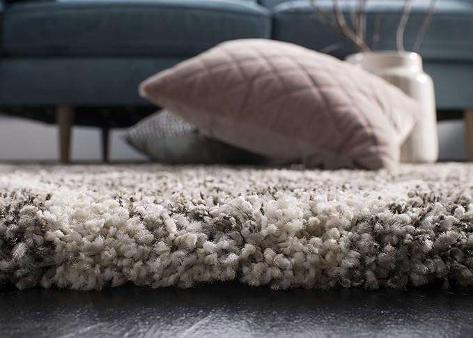 SAFAVIEH Hudson Shag Collection 7' Square Grey/Ivory SGH280B Moroccan Ogee Trellis Non-Shedding Living Room Bedroom Dining Room Entryway Plush 2-inch Thick Area Rug