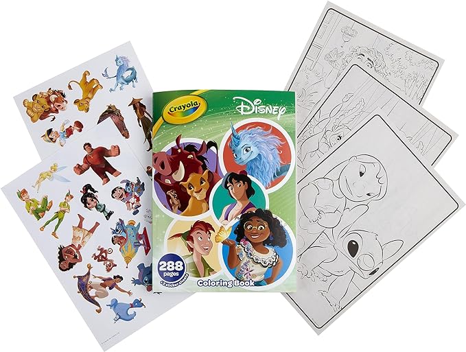 Crayola Disney Coloring Book (288pgs), Disney Sticker & Coloring Book for Kids, Disney Toys & Gifts, Gift for Girls & Boys, 3+