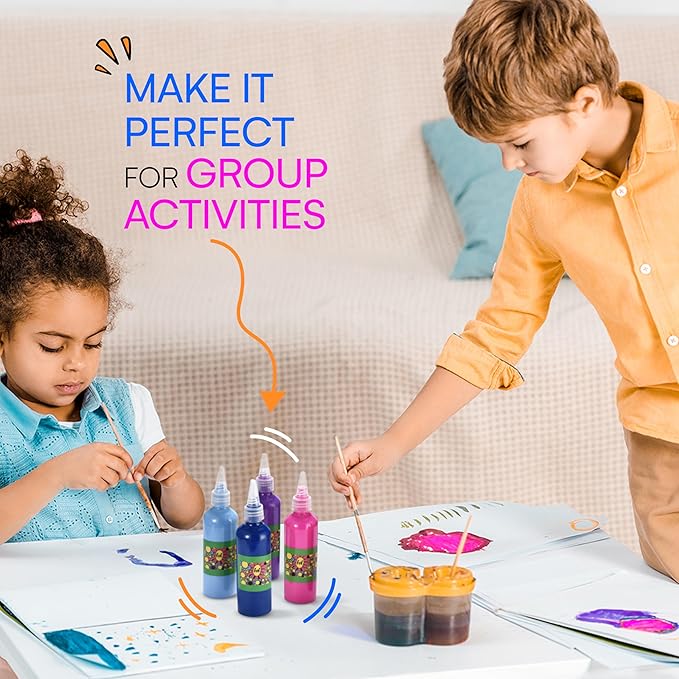 Neliblu Watercolor Paint Set for Kids - Pack of 12 Washable Kids Painting Set with 12 Vibrant Colors - Ideal for Home, Classroom, and Art Parties - Includes Paintbrush for Creative Fun on the Go