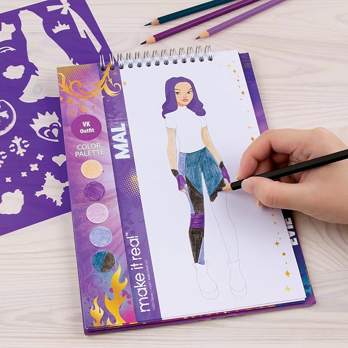 Disney Descendants Royal Wedding Fashion Design Sketchbook for Girls - Create Stunning Wedding-Themed Fashions with 183 Stickers, Stencils, Design Guide - Gift for Ages 6+, Develops Real-World Skills