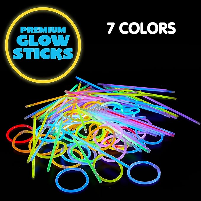 JOYIN 600 Pcs 8" Glowsticks, Bracelets Necklaces, Glow in the Dark Party Favors, Easter, Christmas, Halloween Supplies Pack, Football Party Supplies