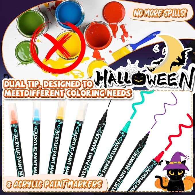 JULEASEL Rock Painting Kit, Glow in The Dark Rock Craft Paint Kits, Arts and Crafts for Kids Ages 6-12, Holiday DIY Crafts for Girls & Boys with Mess-Free Paint Pens Markers