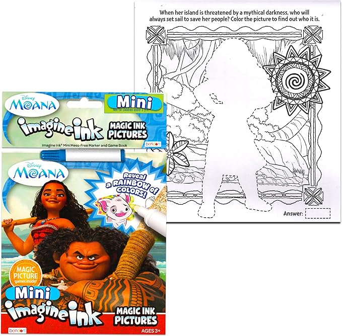Disney Moana Coloring Book and Activity Set - Moana Coloring Book with Mess Free Marker, Stickers and Tattoos for Teens Toddlers Boys Girls Children