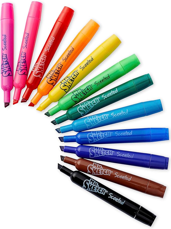 Mr. Sketch Scented Markers, Chisel Tip Marker, Assorted Colors, 12 Count