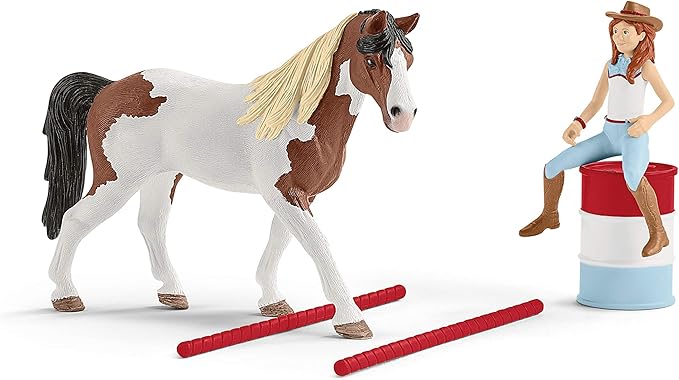 Schleich Horse Club 12-Piece Hannah's Riding Horse Set - Rodeo Riding with Cowgirl and Horse, Realistic Western Rodeo Farm Animal Toys and Accessories, Gift for Toddlers, Boys, and Girls Ages 5+