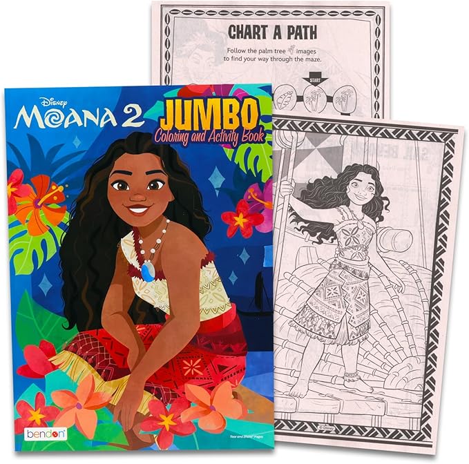 Disney Moana 2 Coloring Book Set - Bundle with 2 Moana Coloring Books, Crayons, Stickers for Girls | Moana 2 Activity Book Set