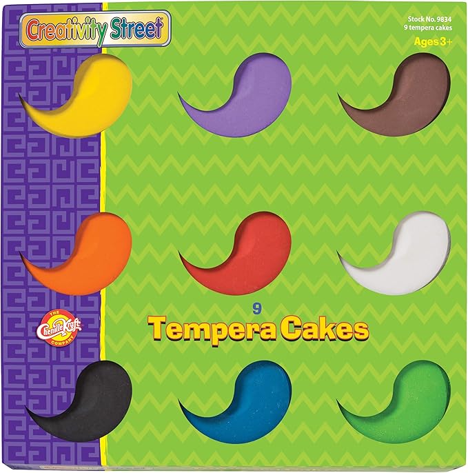 Creativity Street Chenille Kraft Tempera Cakes 9 Assorted Colors, 1 Count (Pack of 1)