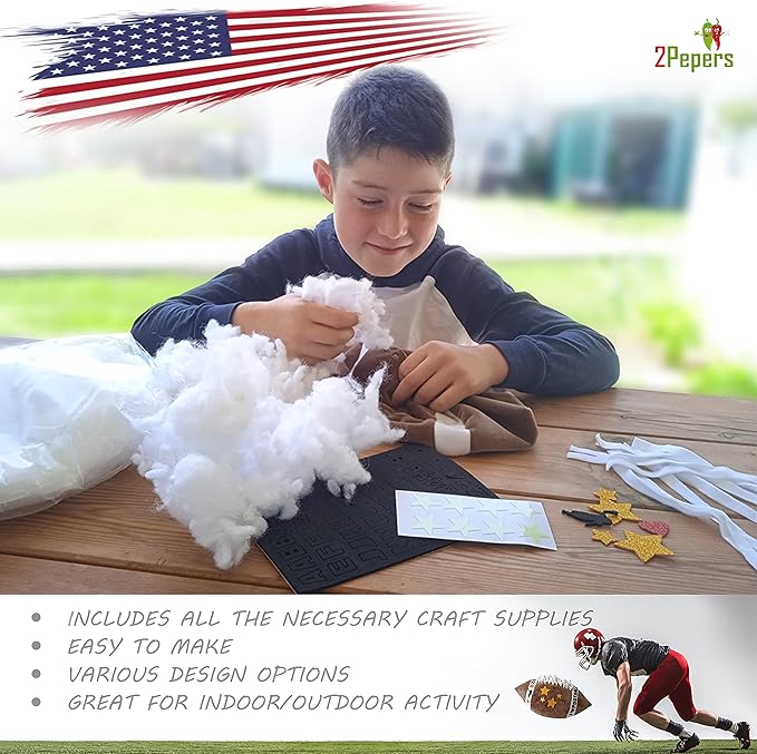 Make Your Own American Football Pillow, Football Gifts for Boys and Girls Ages 3 4 5 6 7 8 9 10 Years and Up, DIY Arts and Crafts Kit for Kids, Sports Football Present, Boys Toys