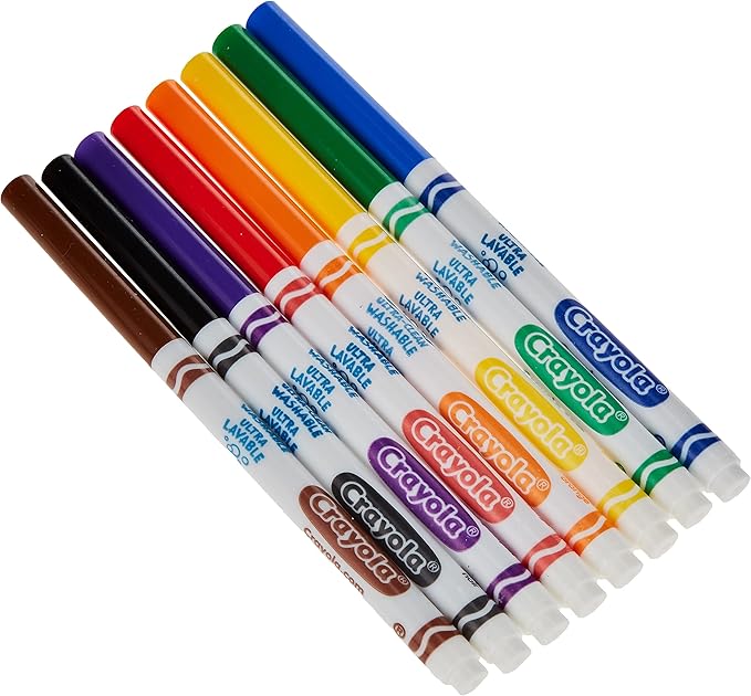 Crayola Ultra Clean Washable Markers, Fine Line , School Supplies, 8 Count
