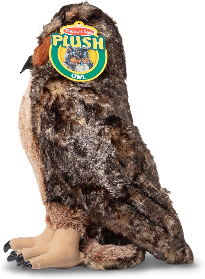 Melissa & Doug Giant Owl - Lifelike Stuffed Animal (17 inches tall) , Brown