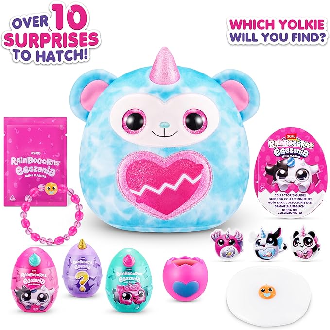 Rainbocorns Eggzania Mini Mania Monkey Plush Surprise Unboxing with Animal Soft Toy, Idea for Girls with Imaginary Play by ZURU