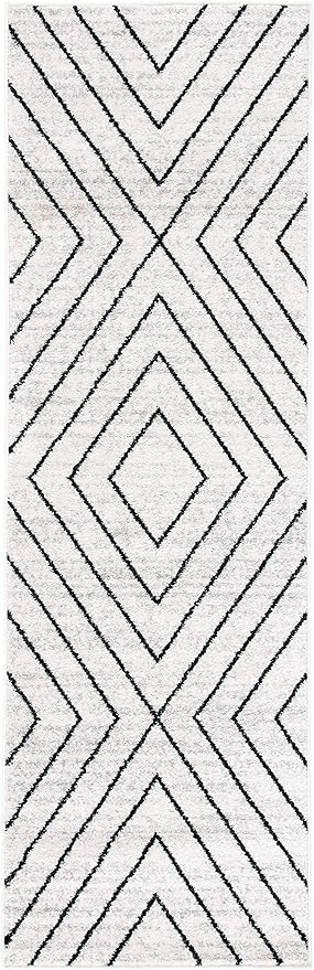 SAFAVIEH Adirondack Collection Runner Rug - 2'6" x 12', Ivory & Grey, Modern Geometric Design, Non-Shedding & Easy Care, Ideal for High Traffic Areas in Living Room, Bedroom (ADR251A)