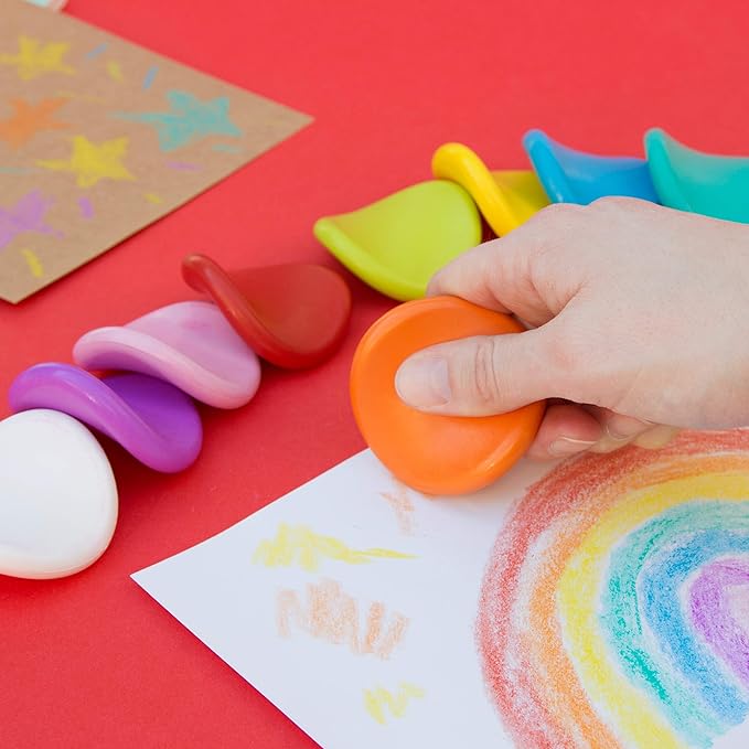 Suck UK Jumbo Grip Colouring Crayons | Toddler Crayons | Non Toxic & Washable | First Art Set | Chunky Crayons | Baby Colouring Set | Pack of 10 Jumbo Crayons