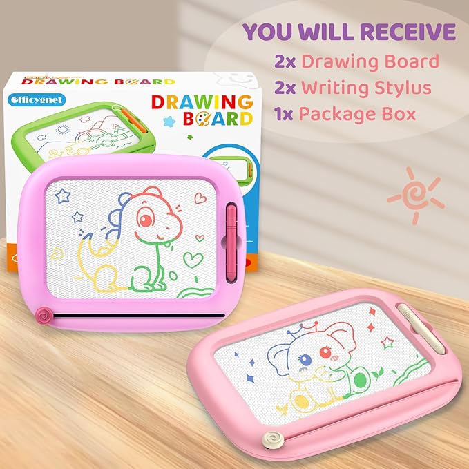 Officygnet Toddler Toys for 1 2 3 Year Old Girls, 2 Pack Magnetic Drawing Board for Kids, Doodle Board for Toddler 1-2 & 2-3, Learning Toys for Toddler Age 1-3, Christmas Birthday Gifts for Baby Girls