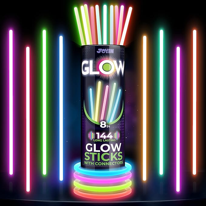 JOYIN 800 Pcs 8" Glowsticks, Bracelets Necklaces, Glow in the Dark Party Favors, Easter, Christmas, Halloween Supplies Pack, Football Party Supplies