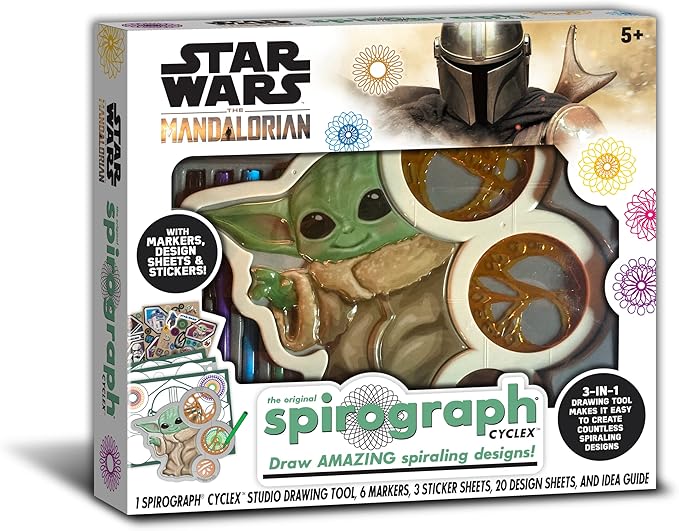 Spirograph Cyclex Studio Grogu - Disney Star Wars The Mandalorian - Baby Yoda - The Easy Way to Make Countless Amazing Designs - Rotating Stencil Wheel - Ages 5+
