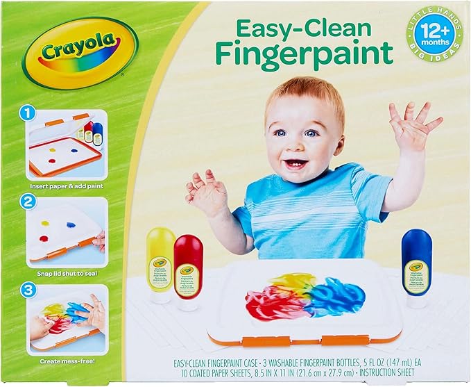 Crayola Washable Finger Paint Station, Less Mess Finger Paints for Toddlers, Sensory Toy, Toddler Activity, Gift for Toddlers