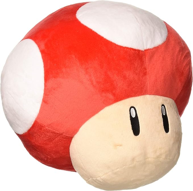 Little Buddy USA Super Mario Series 11" Large Super Mushroom Pillow Plush, Red