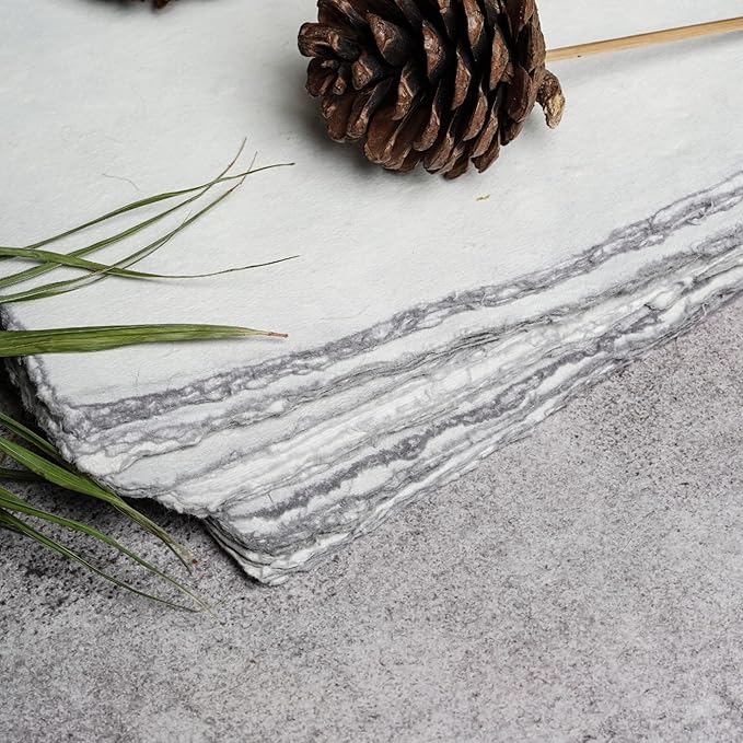 LEATHER VILLAGE Watercolor Paper - 8 X 6 inches, 50 Sheets - Mixed Media Watercolor Paper - 150 GSM Thick Deckle Edge Virgin Cotton Handmade Paper - Grey Toned
