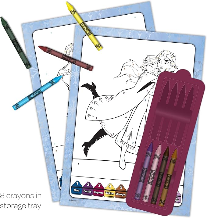 Disney Frozen 2 Elsa 32-Page Color by Number Activity Book with 8 Crayons 45824 Bendon