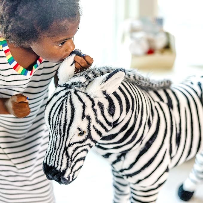 Melissa & Doug Giant Striped Zebra - Lifelike Stuffed Animal (nearly 3 feet tall)